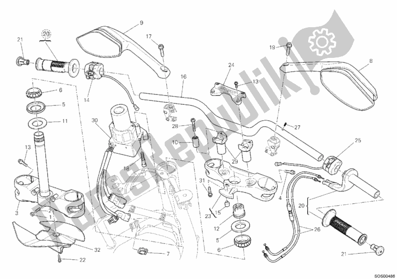 Toutes les pièces pour le Guidon du Ducati Multistrada 1200 S ABS USA 2010
